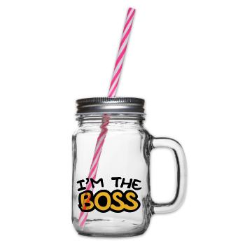 im the boss comic style 2c - Henkelglas mit Schraubdeckel - Klar - Rechts