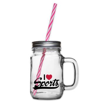 I Love Sports - Glass jar with handle and screw cap - clear - Right
