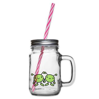 in love alien couple 2 - Glass jar with handle and screw cap - clear - Right