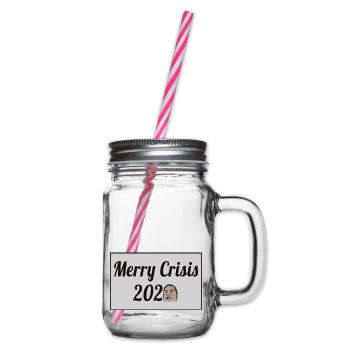 Merry Crisis 2020 - Glass jar with handle and screw cap - clear - Right