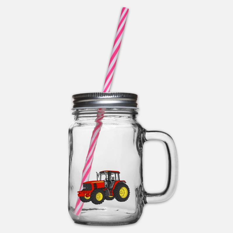 Traktor - Henkelglas mit Schraubdeckel - Klar