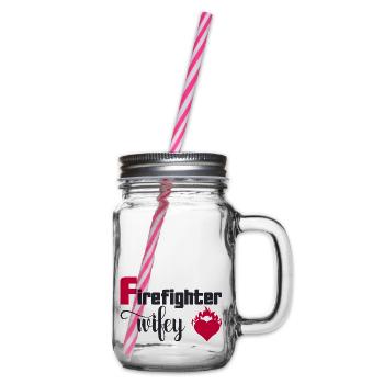 Firefighter wifey - Glass jar with handle and screw cap - clear - Right