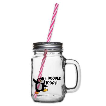 I pooped today Penguin - Glass jar with handle and screw cap - clear - Right