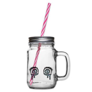 Comic Eyes Tears Sad - Glass jar with handle and screw cap - clear - Right