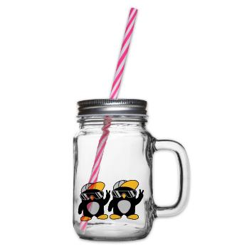 2 Freunde coole Pinguine - Henkelglas mit Schraubdeckel - Klar - Rechts