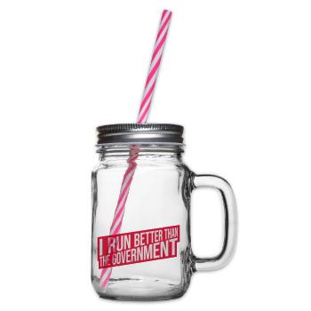 run better than government - Glass jar with handle and screw cap - clear - Right