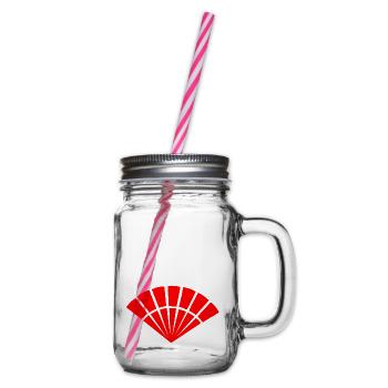 Japanese symbol, fan - Glass jar with handle and screw cap - clear - Right