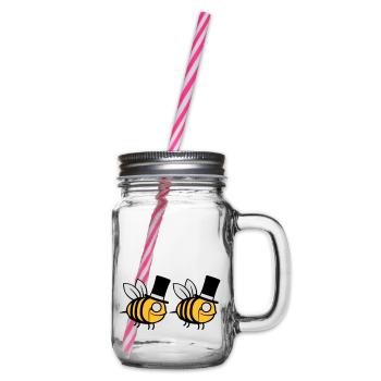 Team Cylinder Hat Bees - Glass jar with handle and screw cap - clear - Right