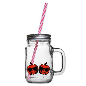 Halloween pumpkin icon - Glass jar with handle and screw cap - clear - Right