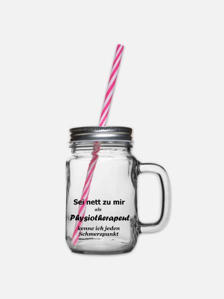 Physiotherapeut Physiotherapie lustig Geschenk - Henkelglas mit Schraubdeckel - Klar