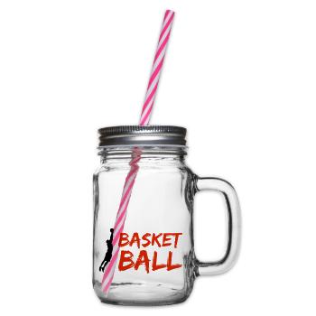 Basketball Silhouette - Glass jar with handle and screw cap - clear - Right