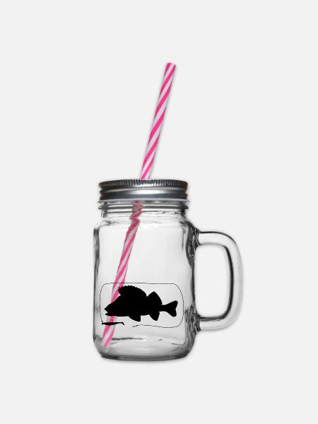 Barsch mit Gummifisch - Henkelglas mit Schraubdeckel - Klar