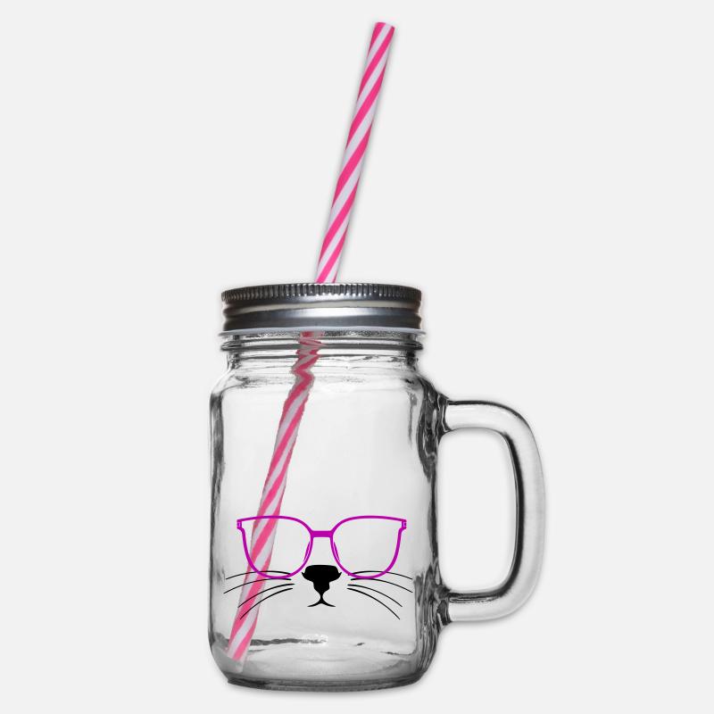 Lunettes Chat Chat Femme Chat Amant Kitty - Bocal à boisson - transparent