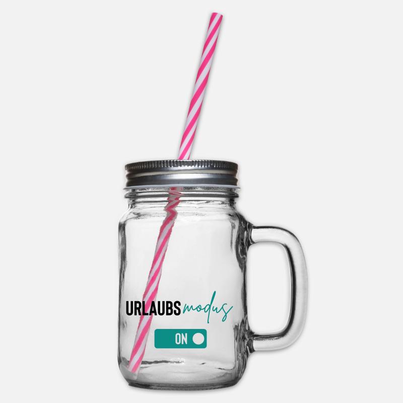 urlaubsmodus - Henkelglas mit Schraubdeckel - Klar