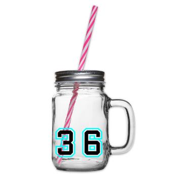 36 Number Symbol - Glass jar with handle and screw cap - clear - Right