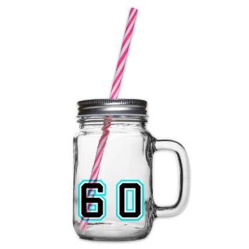 60 Number Symbol - Glass jar with handle and screw cap - clear - Right