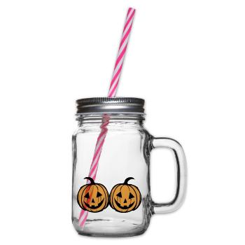 Pumpkin Face - Glass jar with handle and screw cap - clear - Right