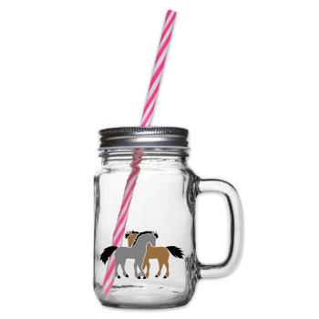 2 Chevaux Équipe Poney Poulain Couple Amoureux Amis - Bocal à boisson - transparent - Droite