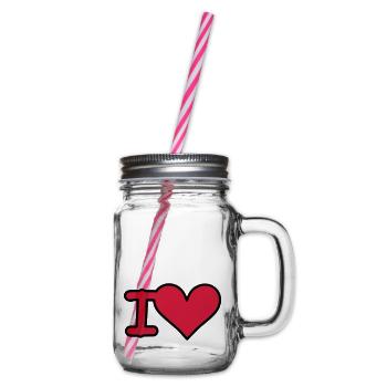 i love - Henkelglas mit Schraubdeckel - Klar - Rechts