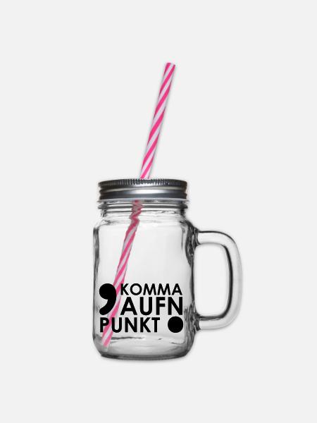 Komma aufn Punkt - Henkelglas mit Schraubdeckel - Klar