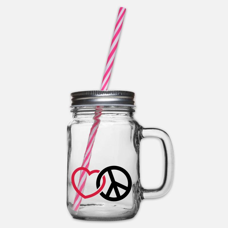 Liebe Frieden - Henkelglas mit Schraubdeckel - Klar