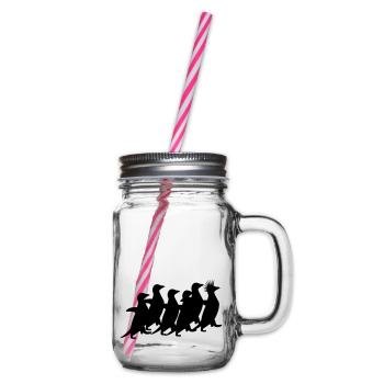 Pinguine Rudel - Henkelglas mit Schraubdeckel - Klar - Rechts