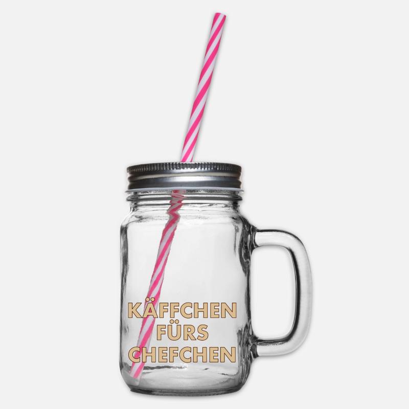 Käffchen fürs Chefchen - Henkelglas mit Schraubdeckel - Klar