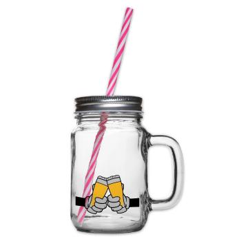 2 Friends Toast Beer Glass - Glass jar with handle and screw cap - clear - Right