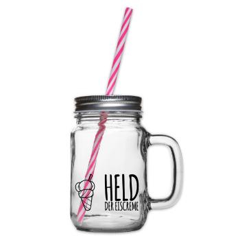 Held der Eiscreme - Eis Esser Geschenk - Henkelglas mit Schraubdeckel - Klar - Rechts