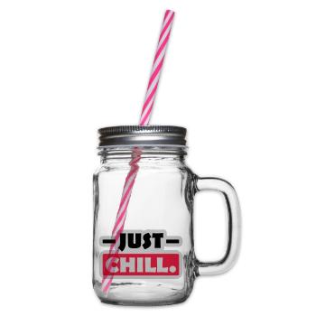 Just Chill Text Logo - Henkelglas mit Schraubdeckel - Klar - Rechts