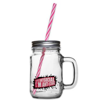 not antisocial anti stupid - Glass jar with handle and screw cap - clear - Right