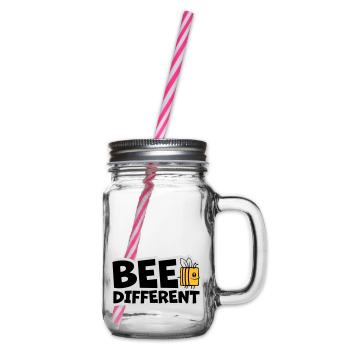 bee different saying quote - Glass jar with handle and screw cap - clear - Right