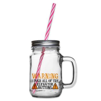 Warning I Push All Of The Elevator Buttons 9 - Glass jar with handle and screw cap - clear - Right
