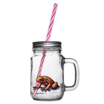 Pfeilgiftfrosch in retro 8 Bit Pixel Grafik - Henkelglas mit Schraubdeckel - Klar - Rechts
