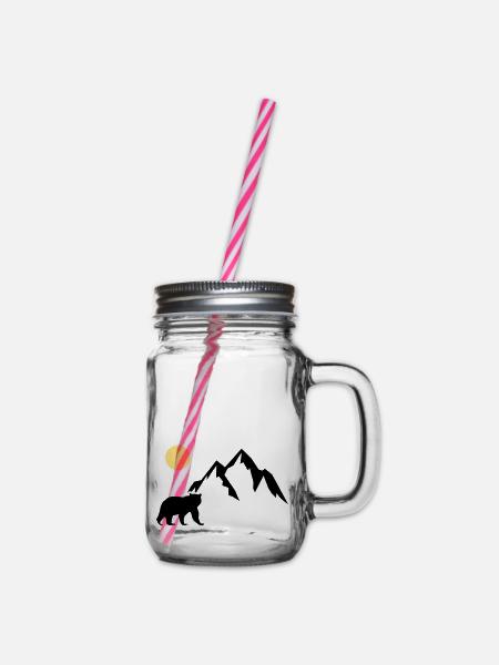 mountain bär - Henkelglas mit Schraubdeckel - Klar