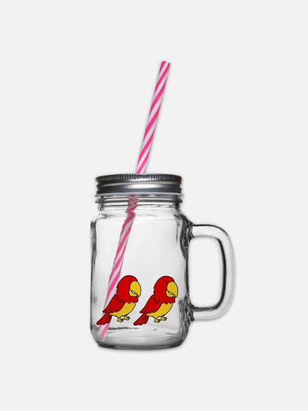 papagei 2 - Henkelglas mit Schraubdeckel - Klar