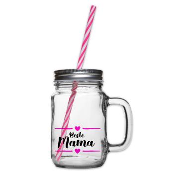 beste mama - Henkelglas mit Schraubdeckel - Klar - Rechts