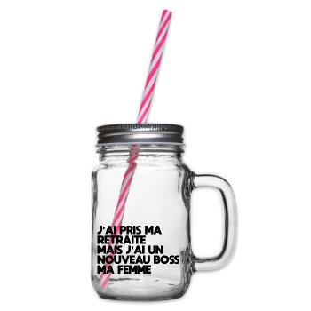 Funny Man Retirement Gift Idea for a Mar - Glass jar with handle and screw cap - clear - Right