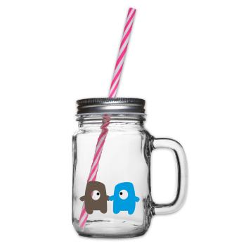 Monsters in love - Glass jar with handle and screw cap - clear - Right