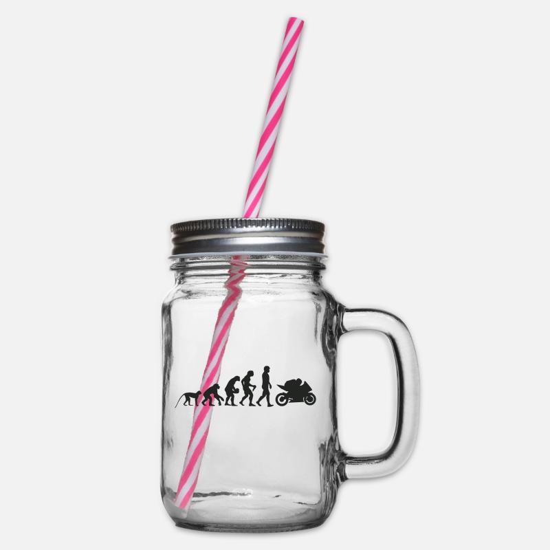 Evolution motorcycle - Glass jar with handle and screw cap - clear