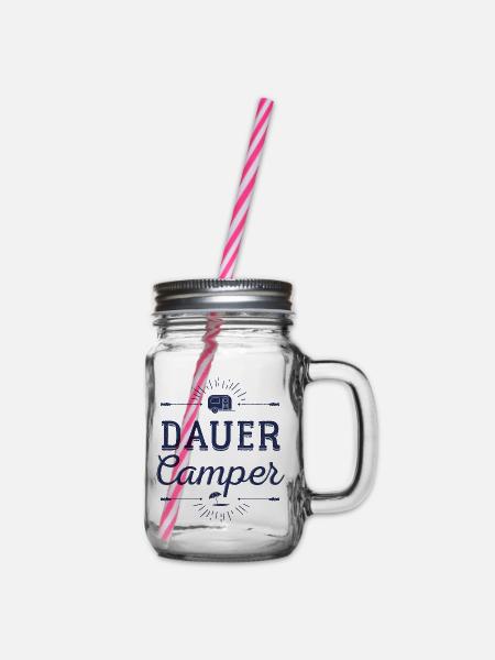 Dauercamper - Henkelglas mit Schraubdeckel - Klar