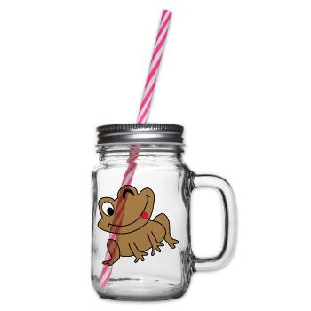 Frosch Idee Glücklich Cartoon Kinder Geschenk - Henkelglas mit Schraubdeckel - Klar - Rechts