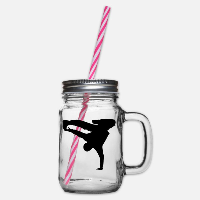 Breakdancer Silhouette - Henkelglas mit Schraubdeckel - Klar