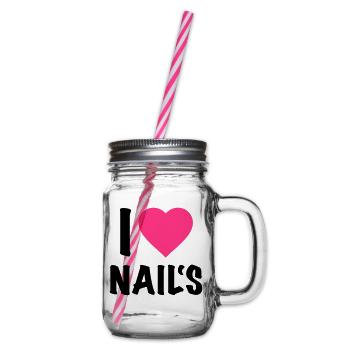 I love Nails - Nail Artist - Nageldesign - Nails - Henkelglas mit Schraubdeckel - Klar - Rechts