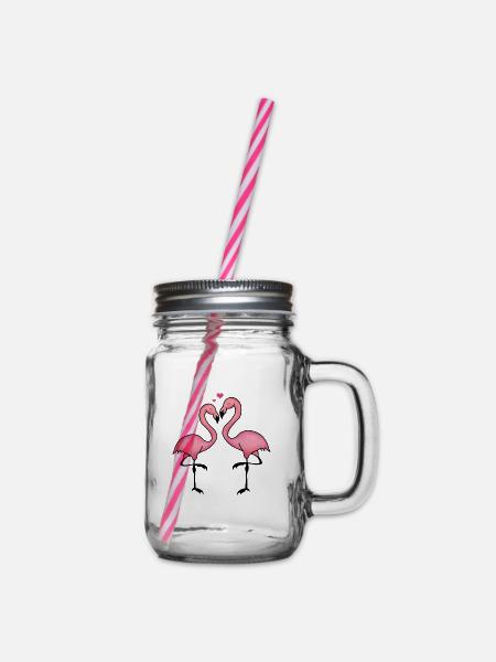 flamingos Liebe - Henkelglas mit Schraubdeckel - Klar
