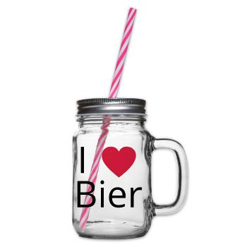 Ich liebe Bier Gechenkidee - Henkelglas mit Schraubdeckel - Klar - Rechts