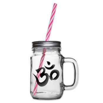 OM Mantra Joga - Henkelglas mit Schraubdeckel - Klar - Rechts