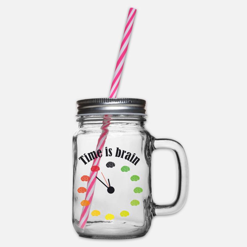 Time is brain - Henkelglas mit Schraubdeckel - Klar