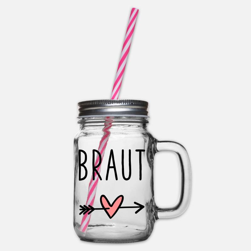 Braut Herz Amor Pfeil Junggesellenabschied - Henkelglas mit Schraubdeckel - Klar