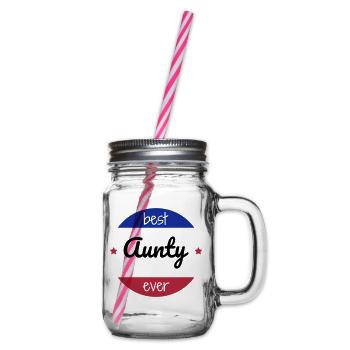 Aunt Aunty Tante Tata Baby Bébé Birth - Glass jar with handle and screw cap - clear - Right